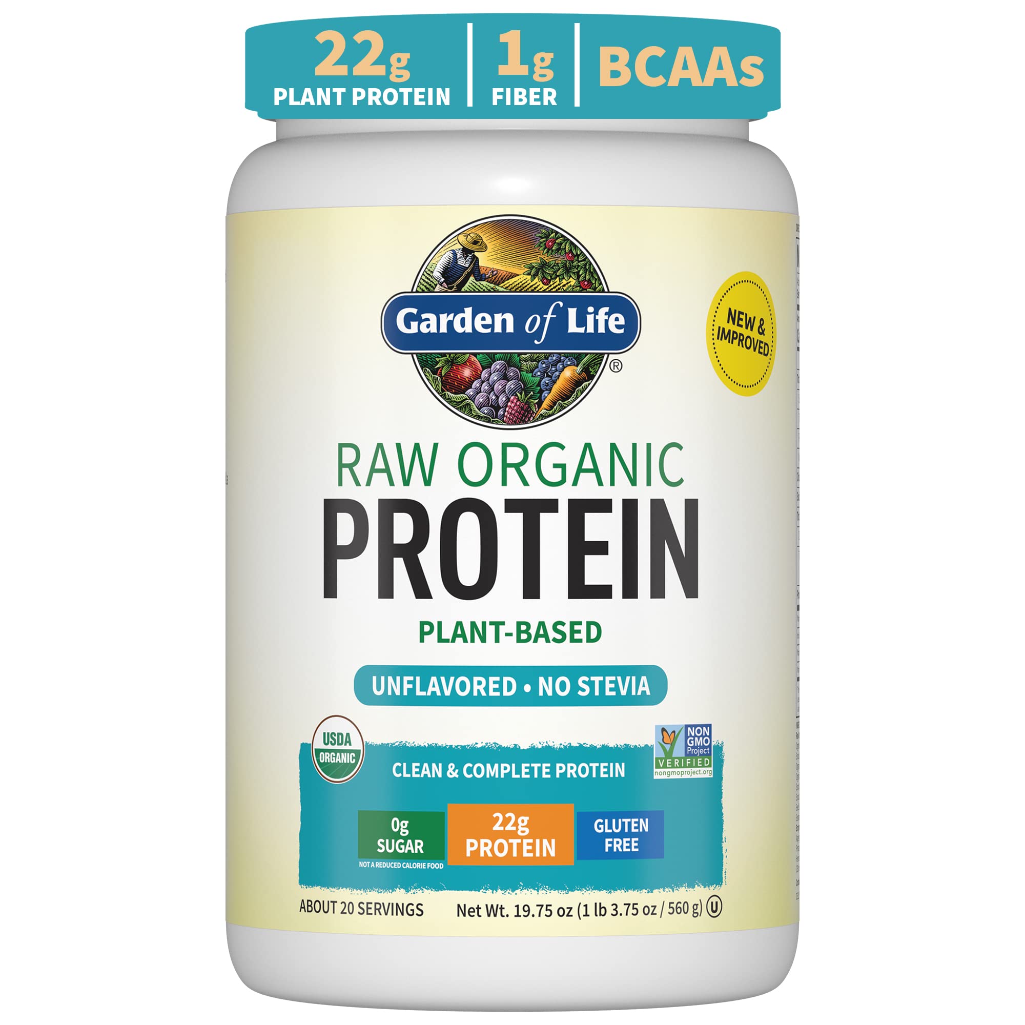 Garden of Life Organic Vegan Unflavored Protein Powder 22g Plant Based Protein & BCAAs
| Organic Plant Based Protein Po
