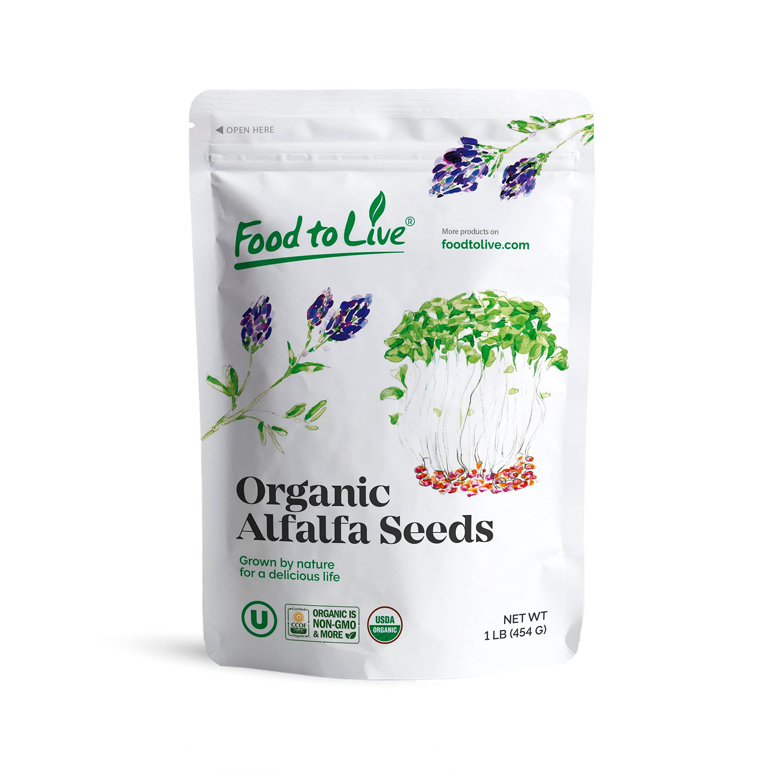 Organic Alfalfa Sprouting Seeds, Non-GMO, Kosher, Raw USDA Organic for Health-conscious Consumers
| 1 Pound Organic Alf