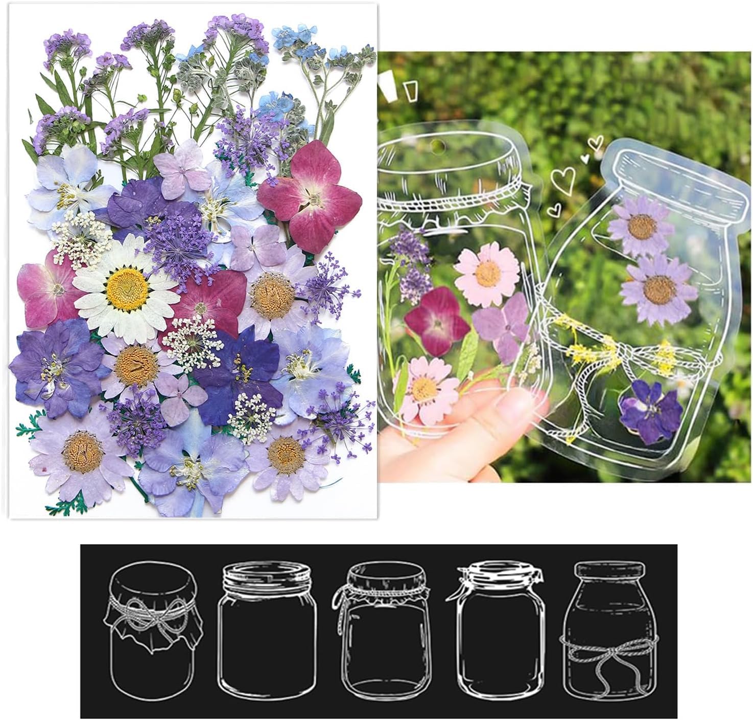 DIY 64 Pcs Transparent Dried Flower Bookmark Kit for Students and Teachers
| Clear Dried Pressed Flower Making Kit for